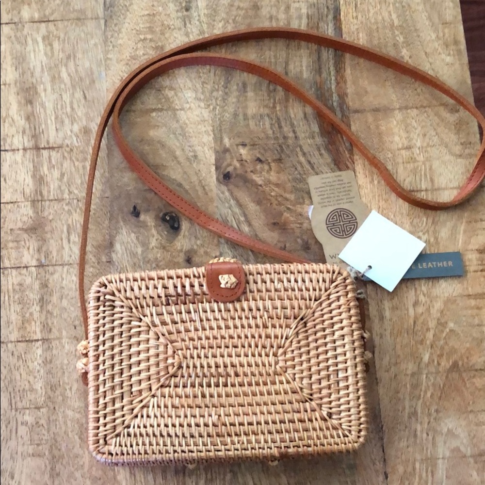NWT boho Bali woven rattan bag